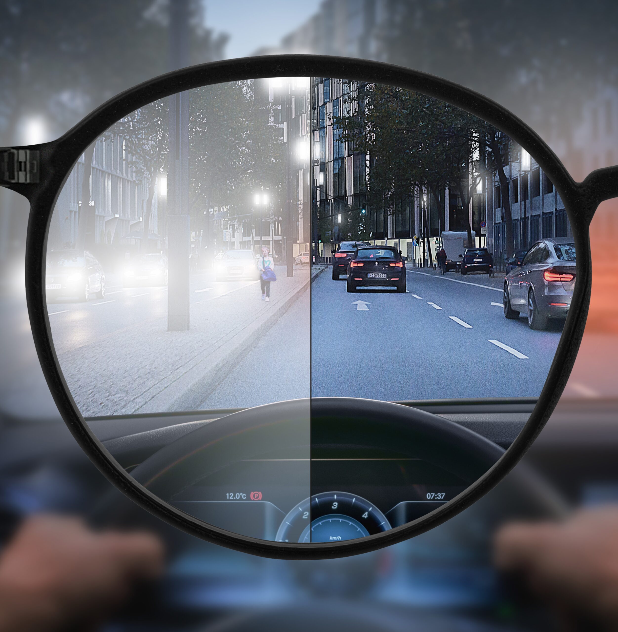 Drive2 Nachtfahr Brillengläser Einstärke Kunststoff Hartschicht Superentspiegelung